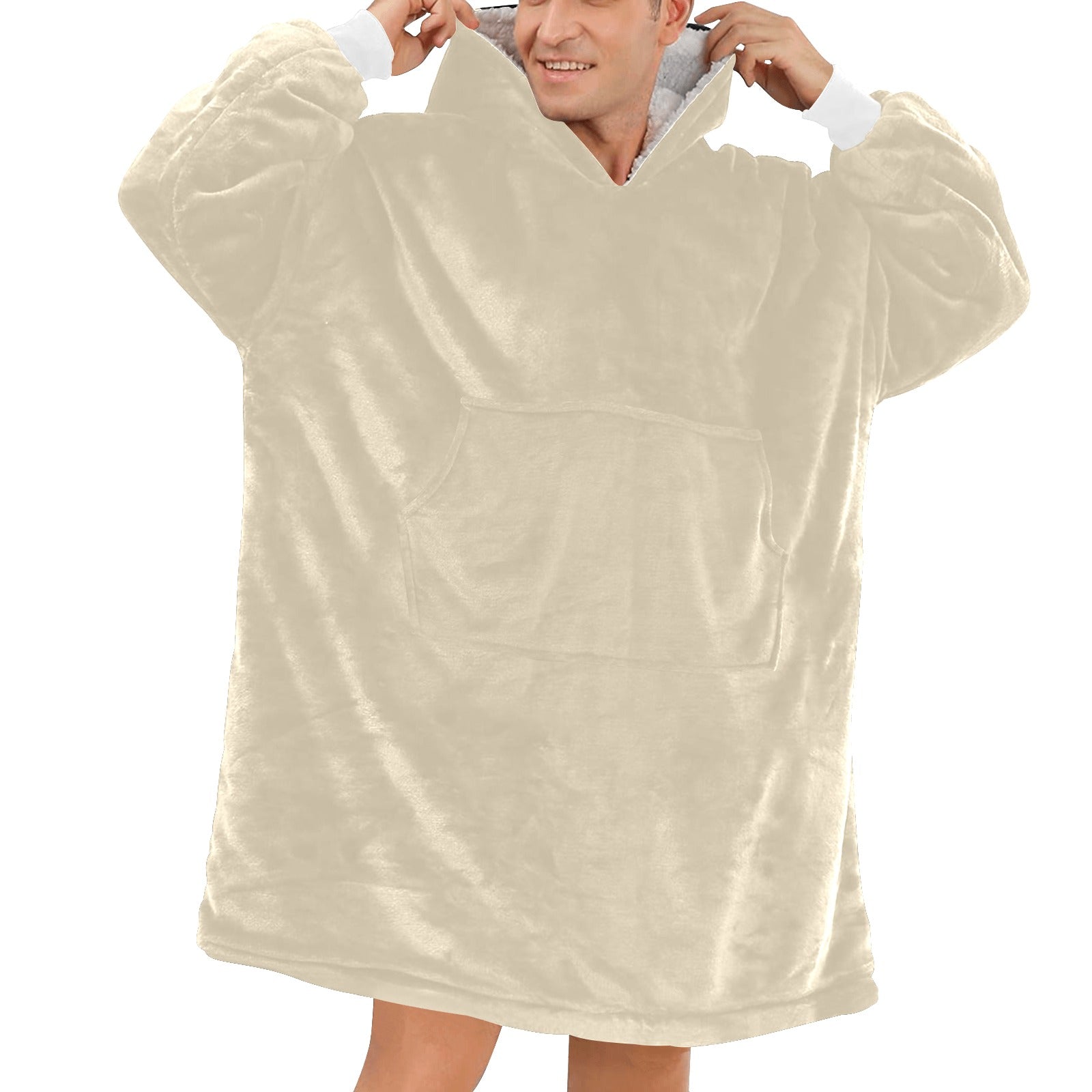 Men's Cream Yellow Solid Blanket Hoodie
