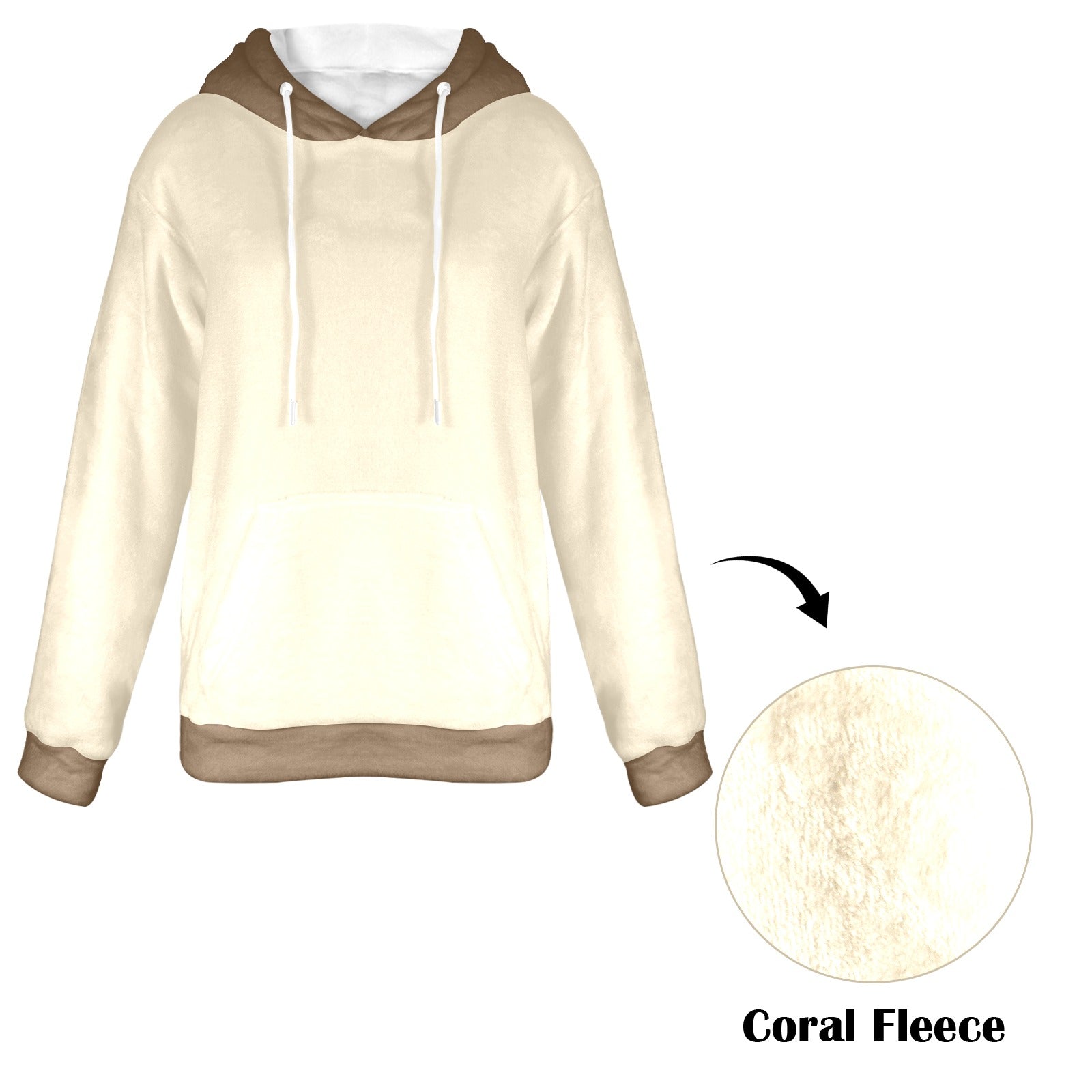 Women's Pearl Yellow & Brown Solid Flannel Hoodie