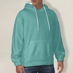 Men's Teal Blue Solid Flannel Hoodie