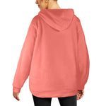 Women's Coral Pink Solid Flannel Hoodie