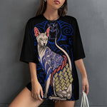 Women's Trippy Cat Acid & Punk Oversized T-shirt