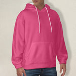 Men's Dark Pink Solid Flannel Hoodie