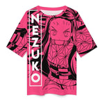 Women's Nezuko All Over Demon Slayer Anime Oversized T-shirt