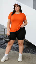 Women's Deep Carrot Orange Solid Classic T-shirt