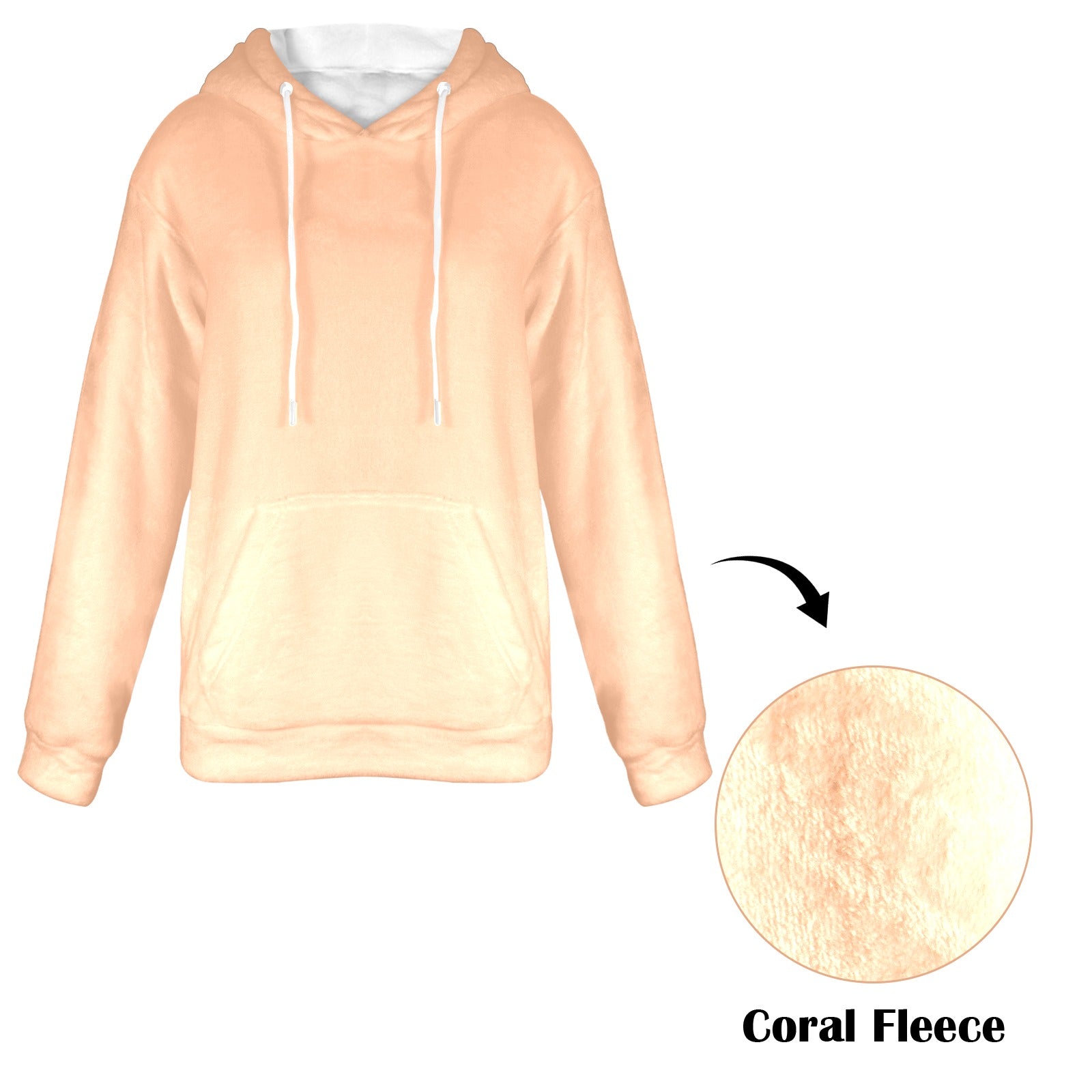 Women's Peach Fuss Solid Flannel Hoodie