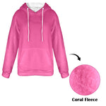 Women's Dark Pink Solid Flannel Hoodie