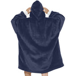 Women's Oxford Blue Solid Blanket Hoodie