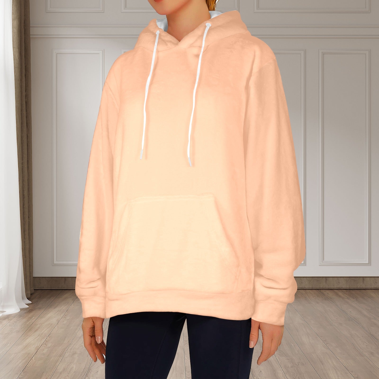 Women's Peach Fuss Solid Flannel Hoodie