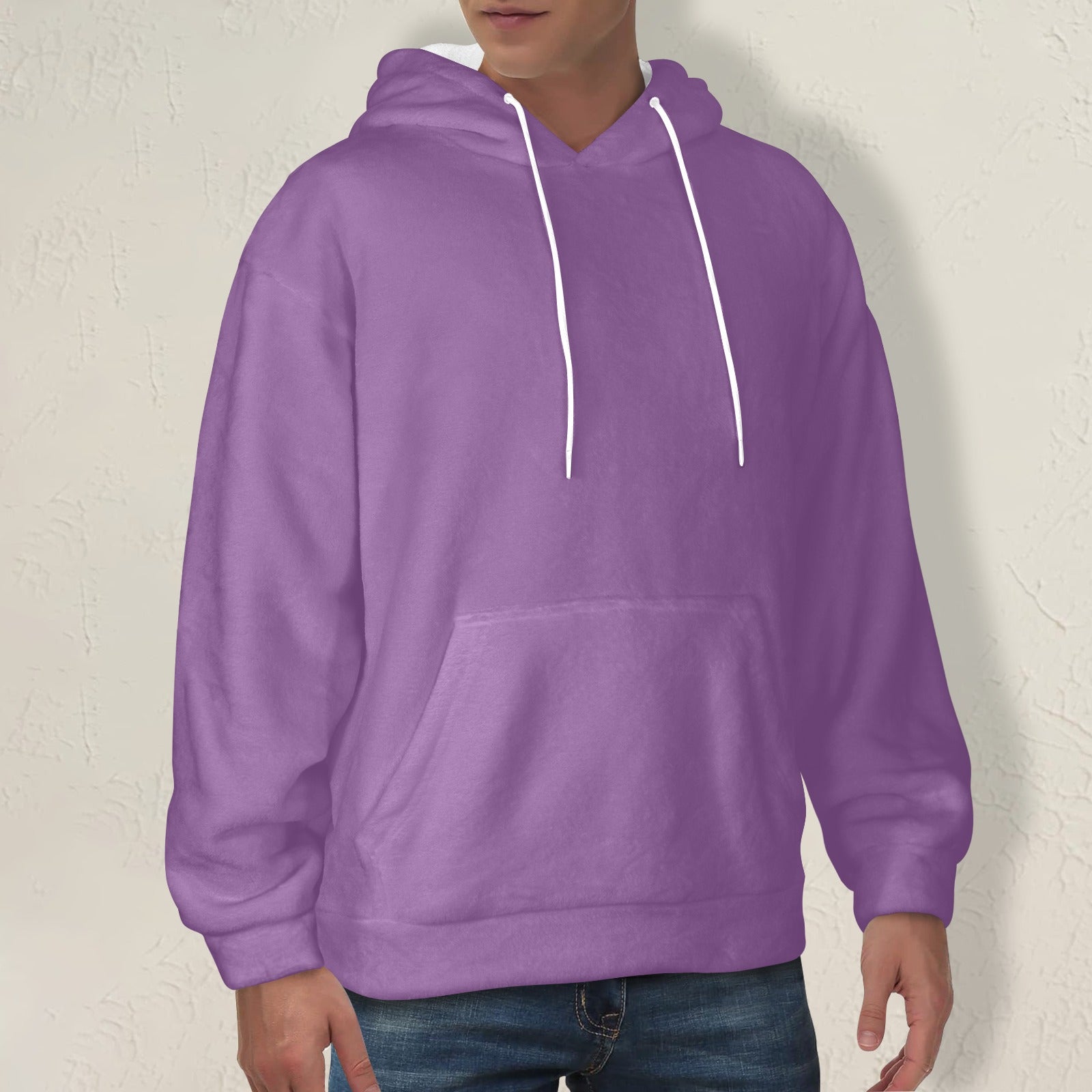 Men's French Lilac Solid Flannel Hoodie