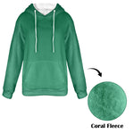 Women's Bottle Green Solid Flannel Hoodie