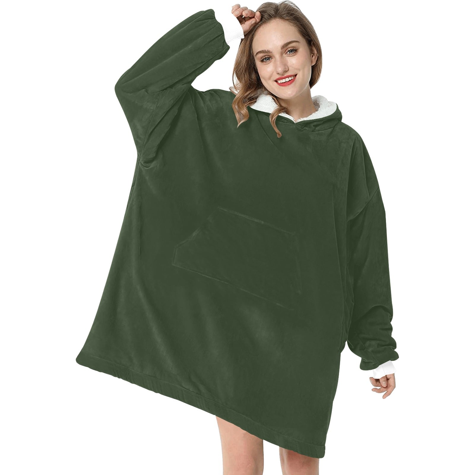 Women's Rifle Green Solid Blanket Hoodie