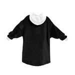 Men's Black & White Solid Blanket Hoodie