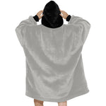 Women's Light Grey Solid Blanket Hoodie