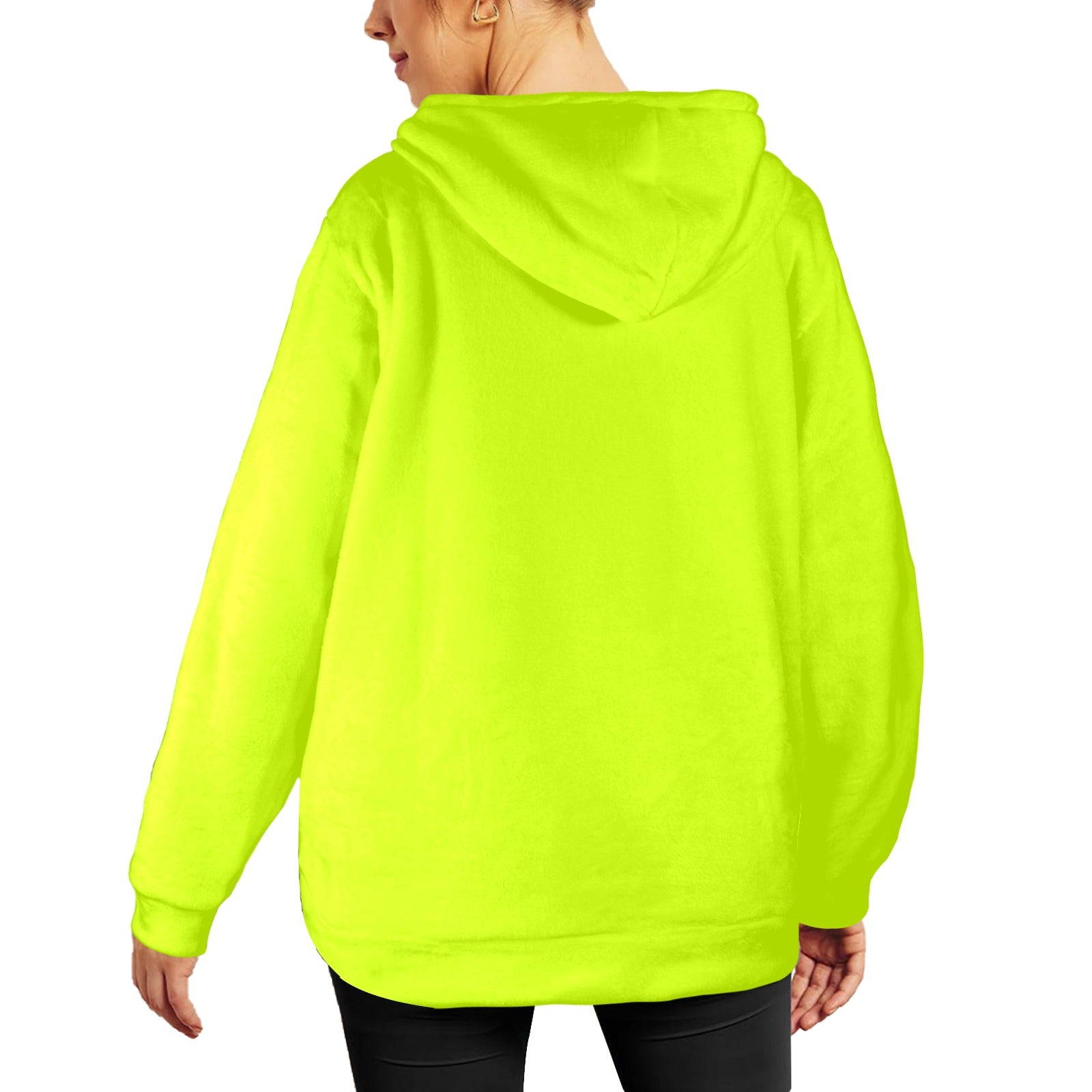 Women's Fluorescent Yellow Solid Flannel Hoodie