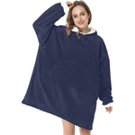 Women's Oxford Blue Solid Blanket Hoodie