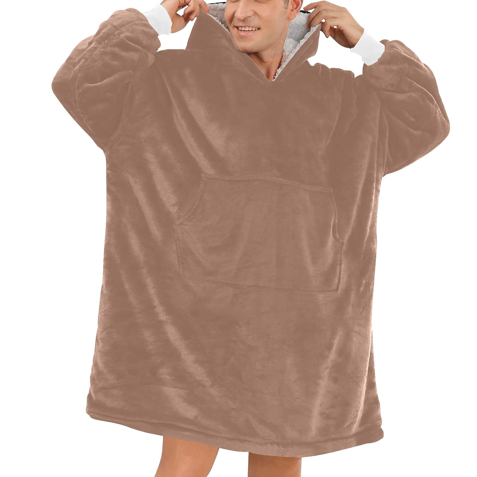 Men's Mocha Mousse Solid Blanket Hoodie