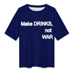 Men's Make Drinks Not War Typography Oversized T-shirt