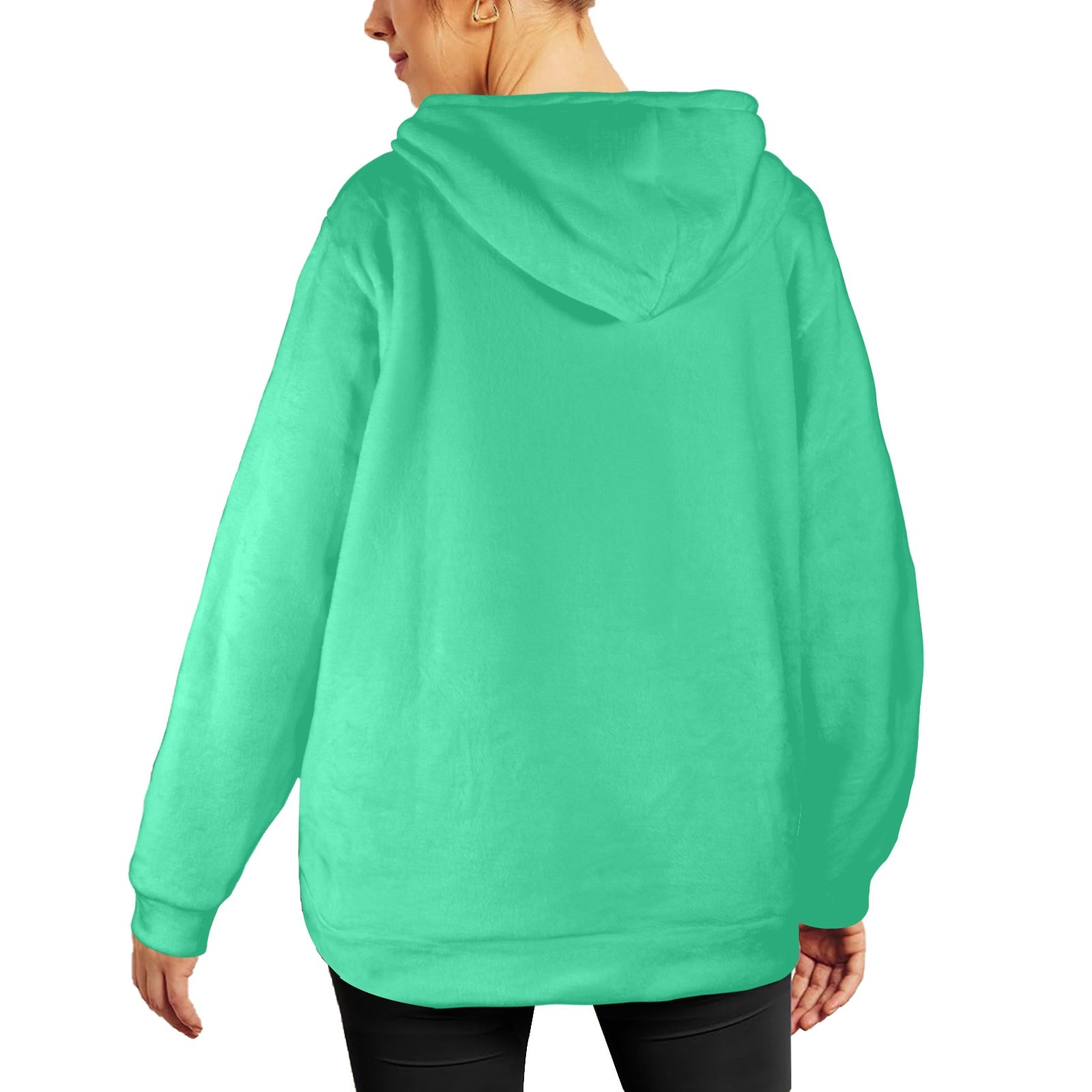 Women's Medium Spring Green Solid Flannel Hoodie