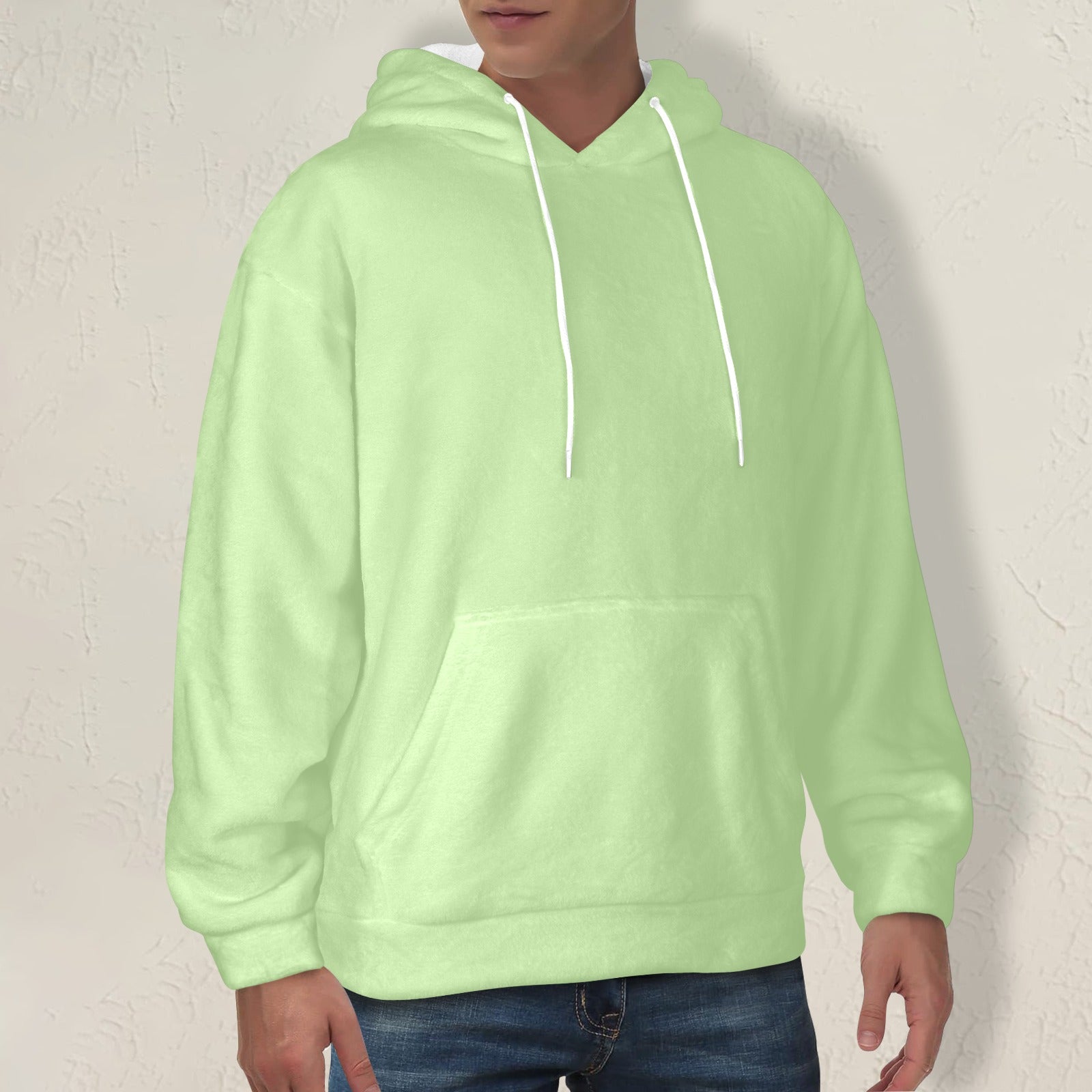 Men's Tea Green Solid Flannel Hoodie