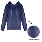 Women's Oxford Blue Solid Flannel Hoodie