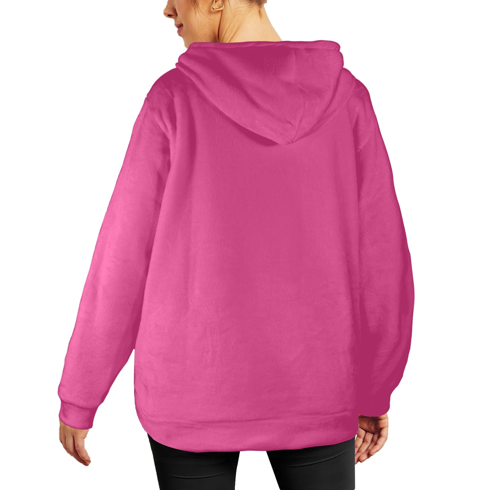 Women's Dark Pink Solid Flannel Hoodie