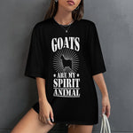 Women's Goats are my Spirit Animal Typography Oversized T-shirt