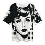Women's Vintage Pin-up Style Abstract Oversized T-shirt