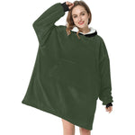 Women's Rifle Green & Black Solid Blanket Hoodie