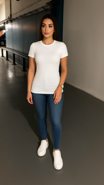 Women's White Solid Classic T-shirt