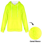 Women's Fluorescent Yellow Solid Flannel Hoodie