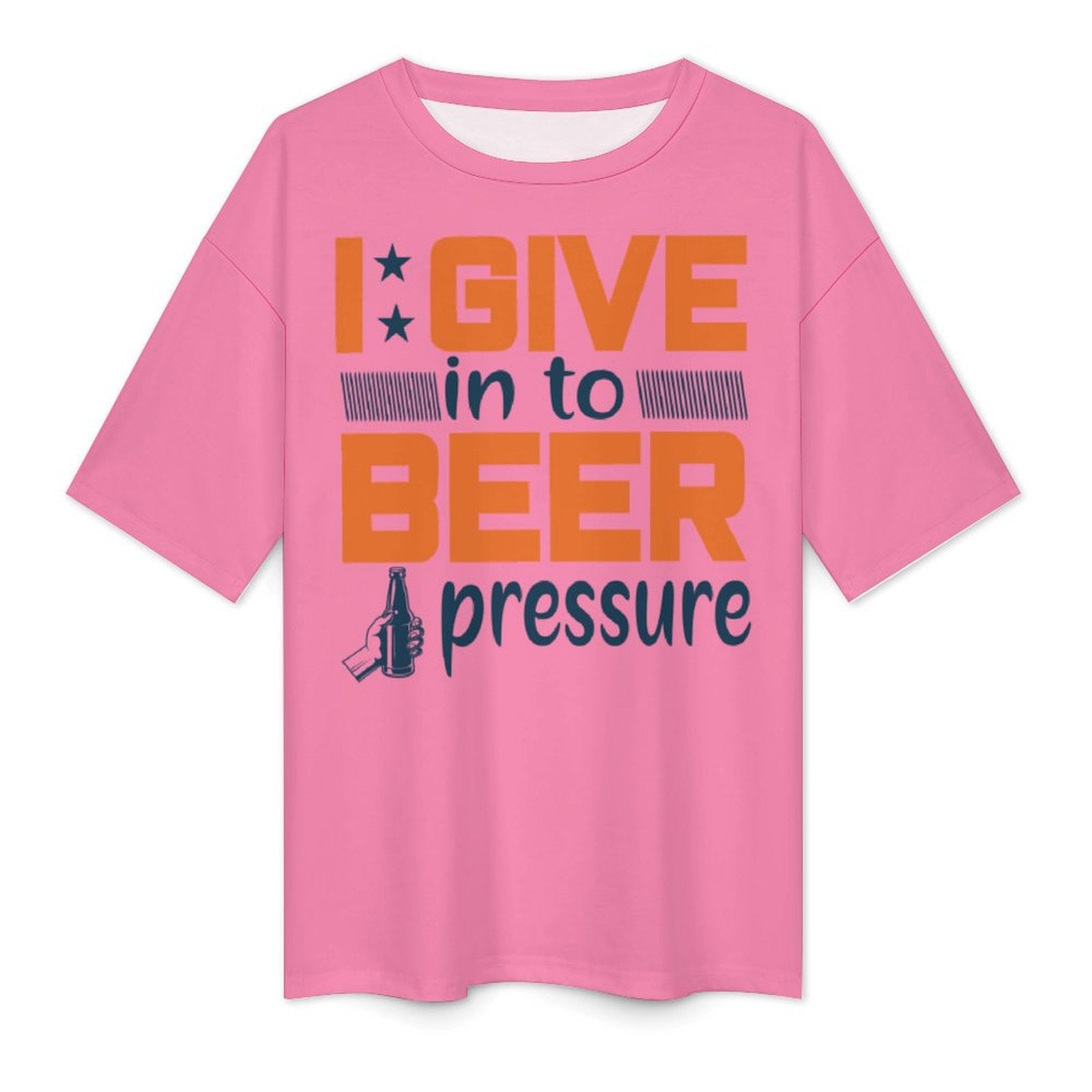 Men's Beer Pressure Typography Oversized T-shirt