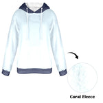 Women's Alice Blue & Charcoal Solid Flannel Hoodie