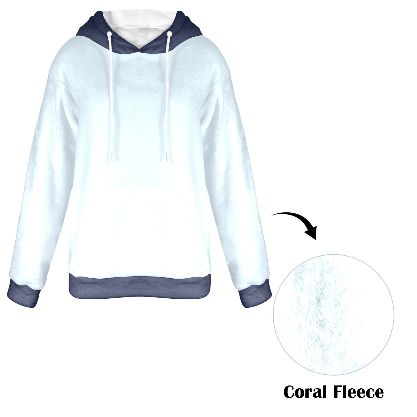 Women's Alice Blue & Charcoal Solid Flannel Hoodie