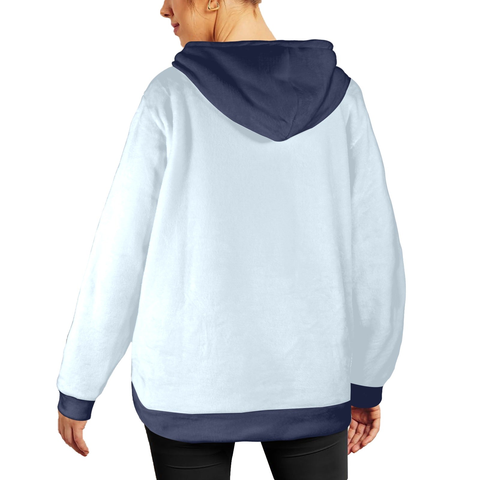 Women's Alice Blue & Charcoal Solid Flannel Hoodie