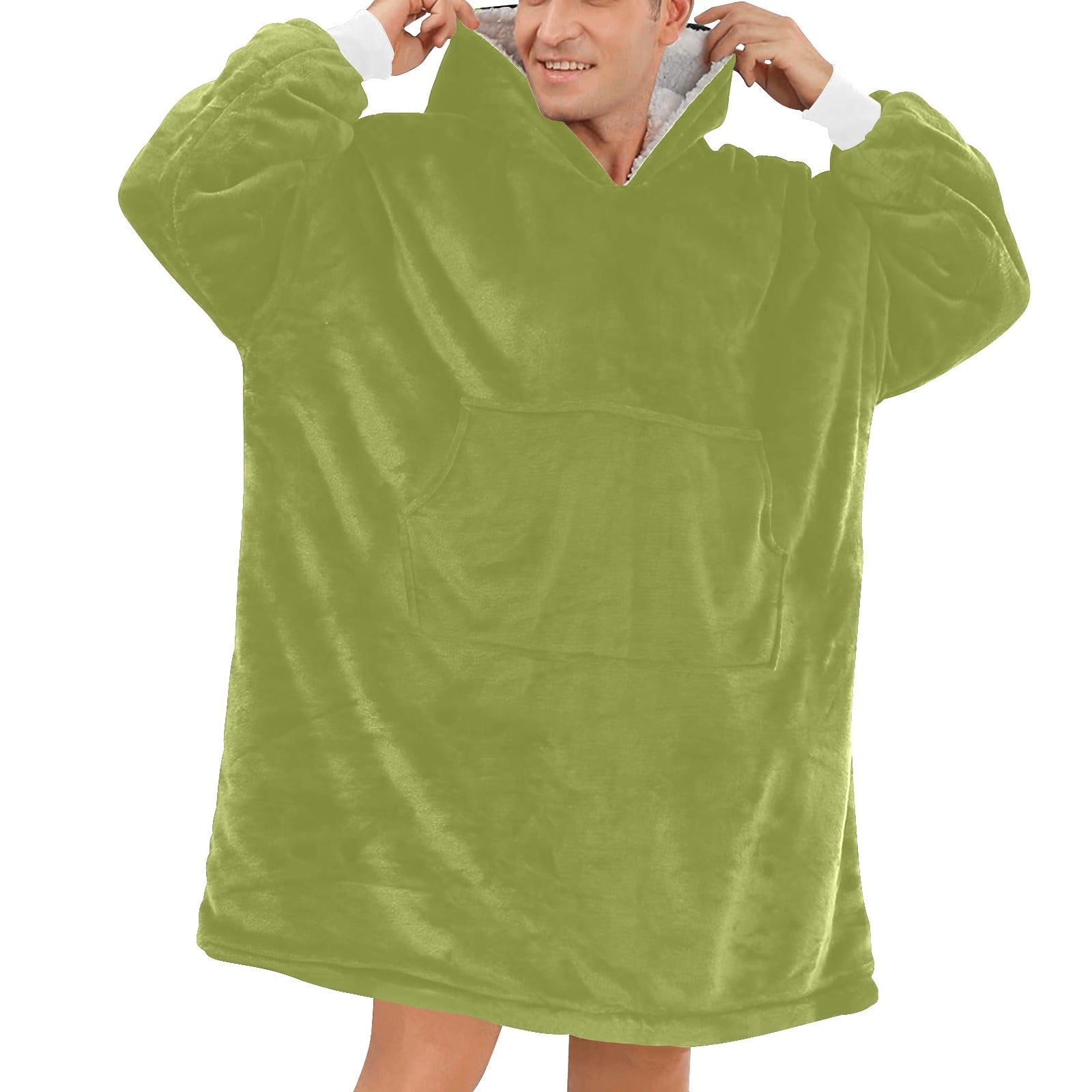 Men's Olive Solid Blanket Hoodie
