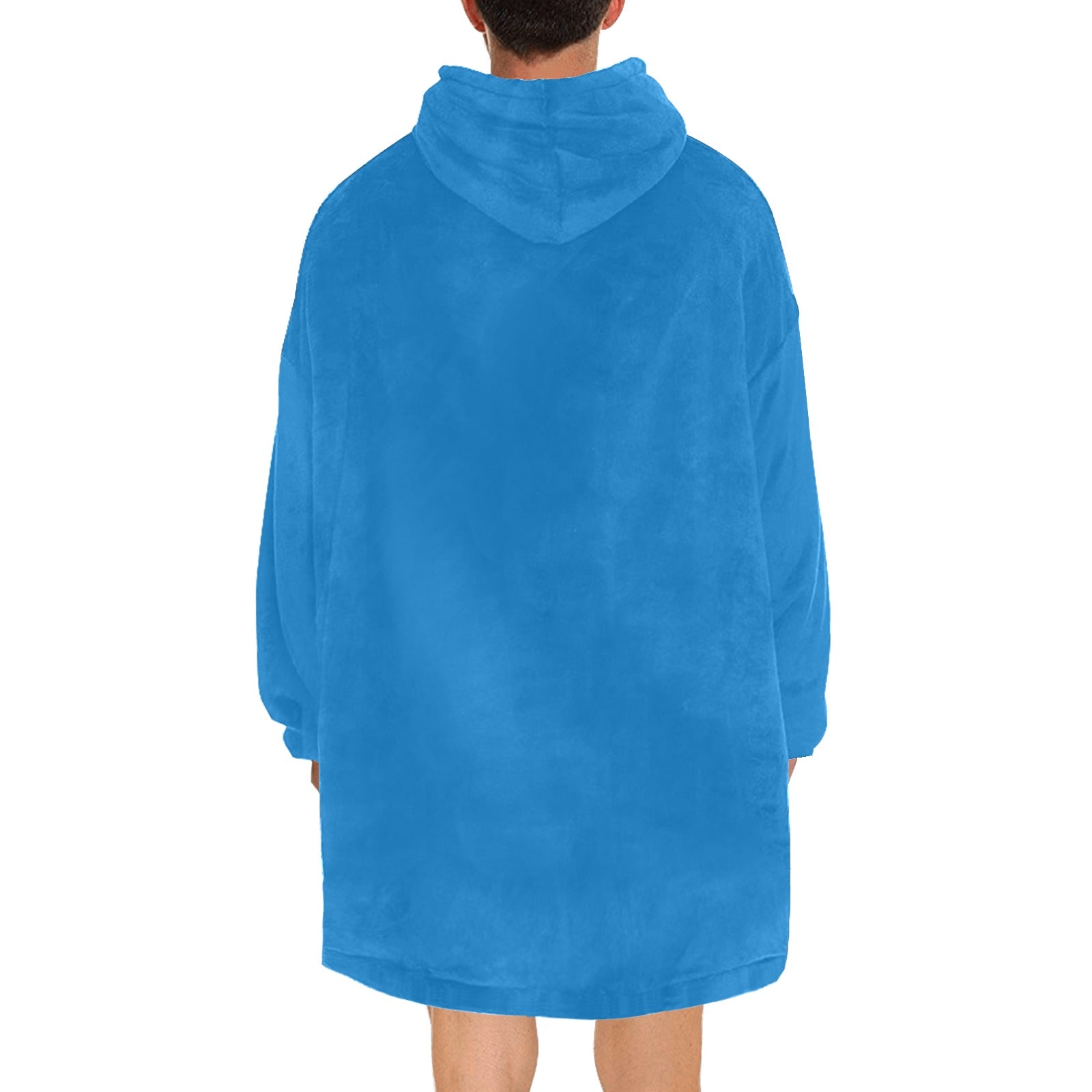 Men's Ocean Blue Solid Blanket Hoodie