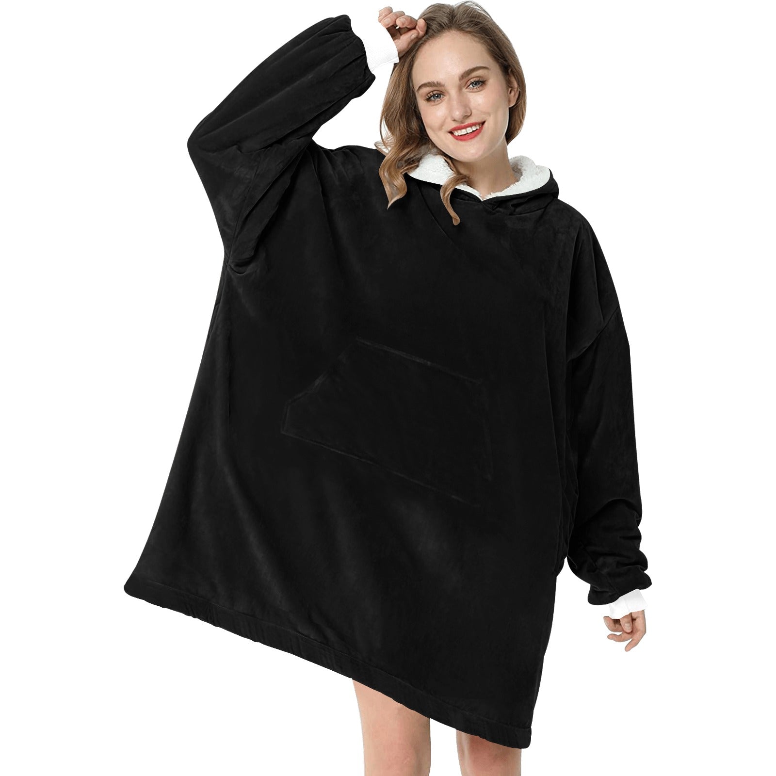 Women's Black Solid Blanket Hoodie