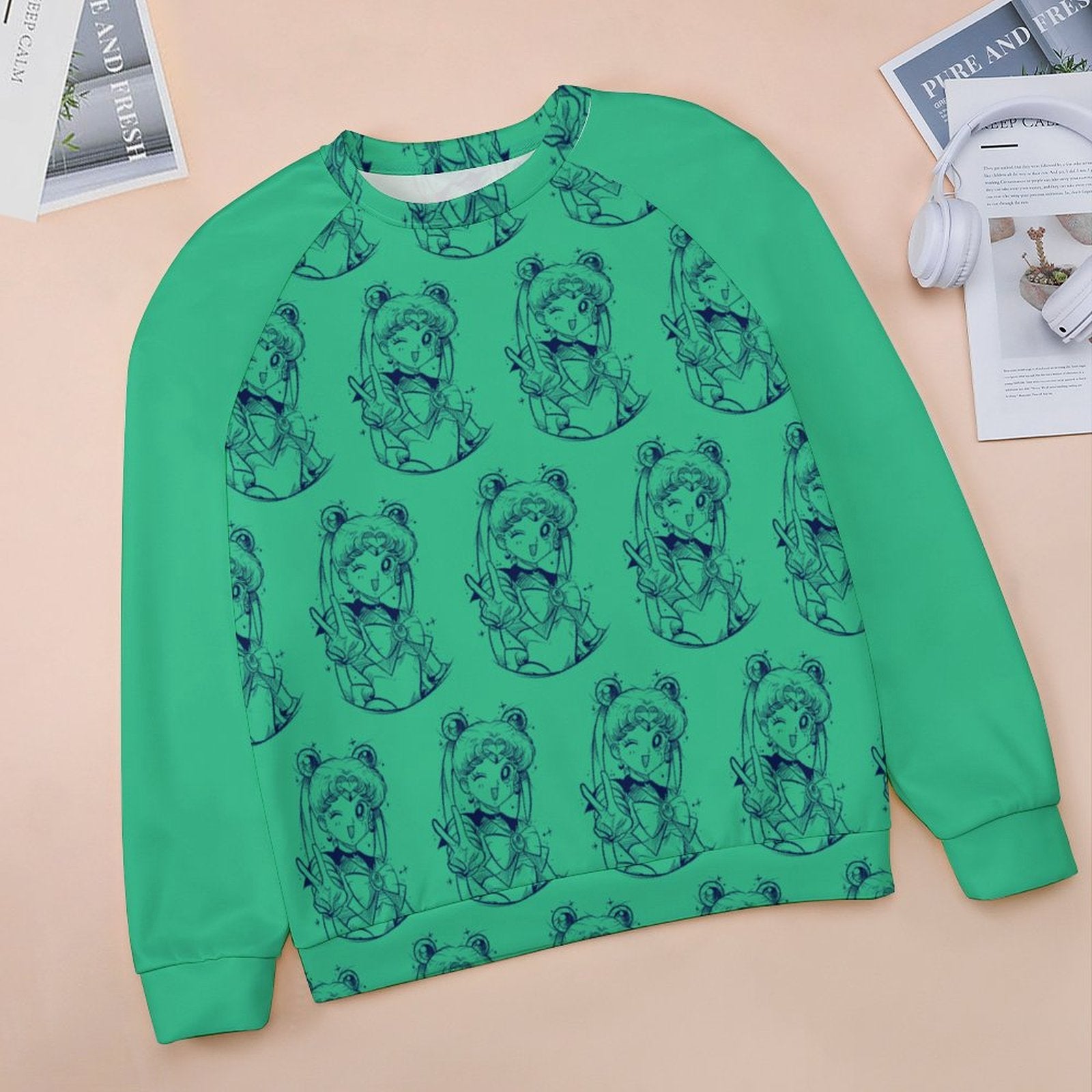 Women's Sailor Moon All Over Pattern Anime Sweatshirt