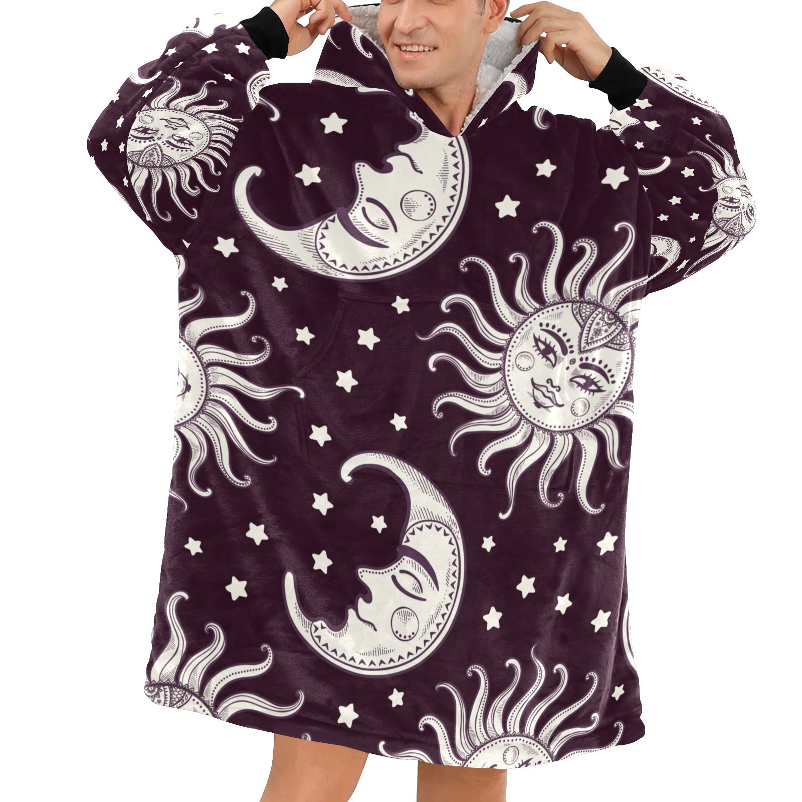 Men's Sun and Moon Abstract Blanket Hoodie
