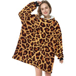 Women's Dark Leopard Print Abstract Blanket Hoodie