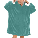 Men's Dark Cyan Solid Blanket Hoodie