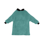 Men's Dark Cyan & Black Solid Blanket Hoodie