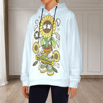 Women's Dj Sunflower Abstract Flannel Hoodie