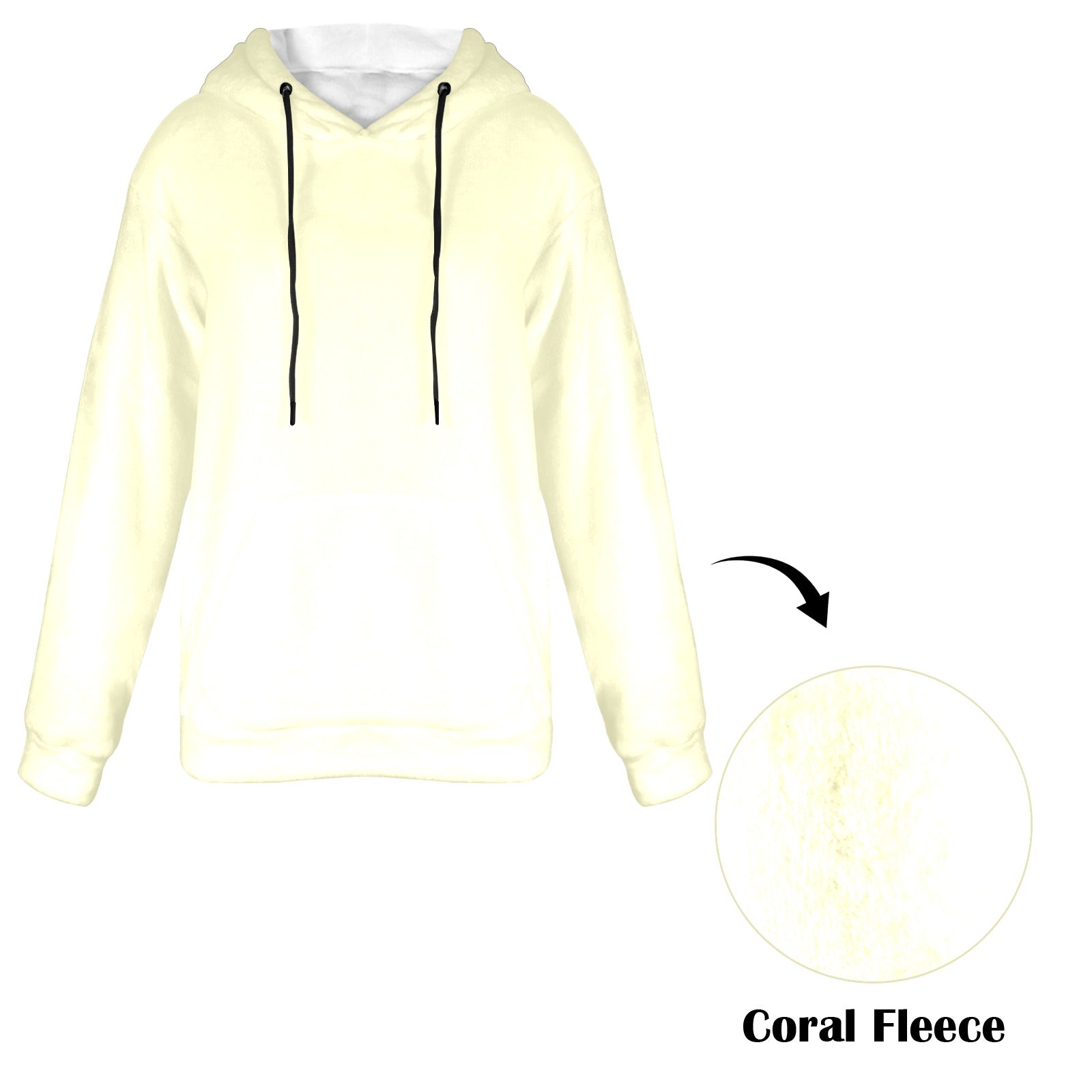 Women's Light Goldenrod Yellow Solid Flannel Hoodie