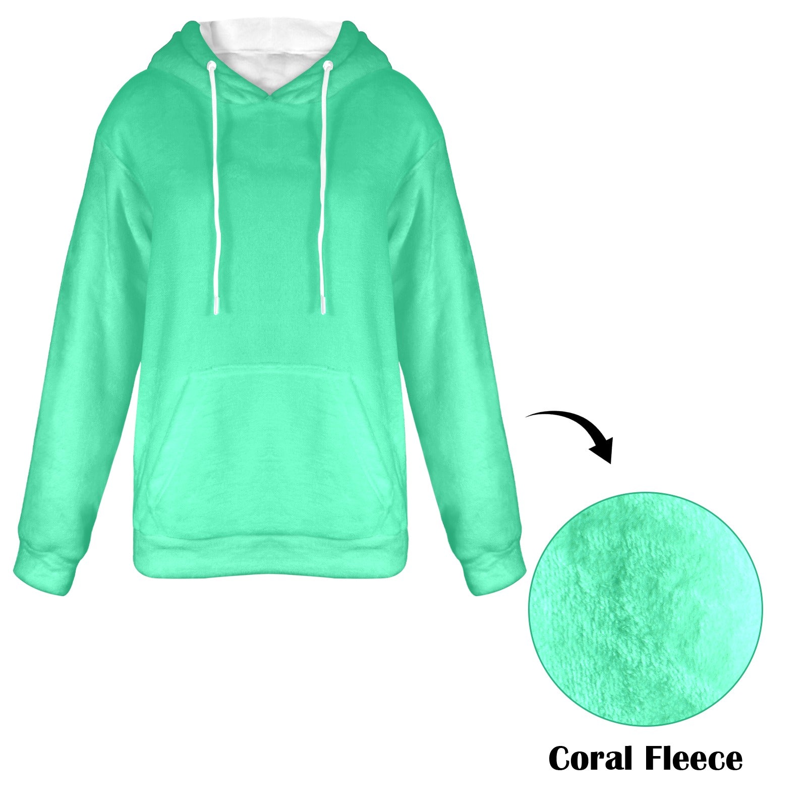 Women's Medium Spring Green Solid Flannel Hoodie