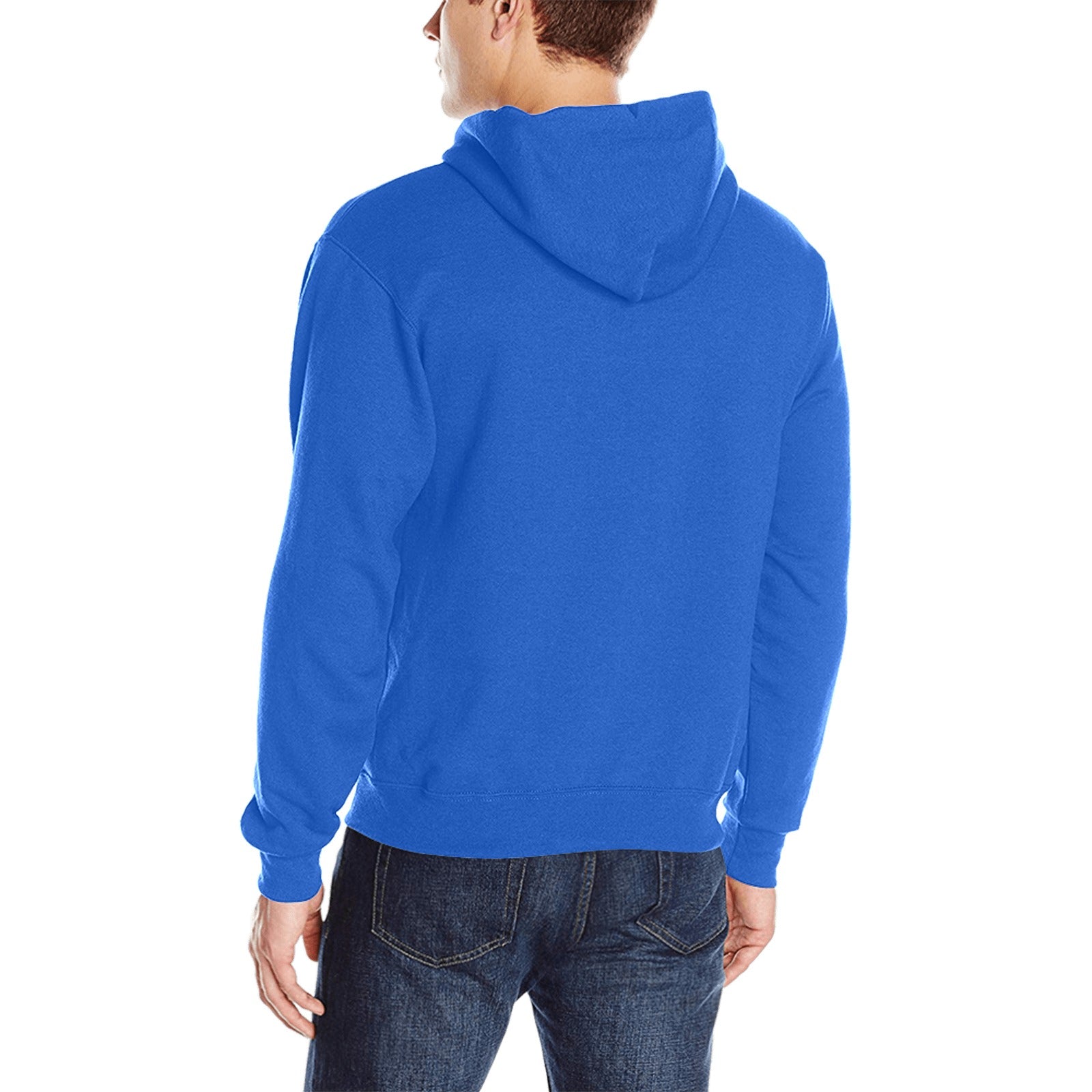 Men's Denim Blue Solid Classic Hoodie