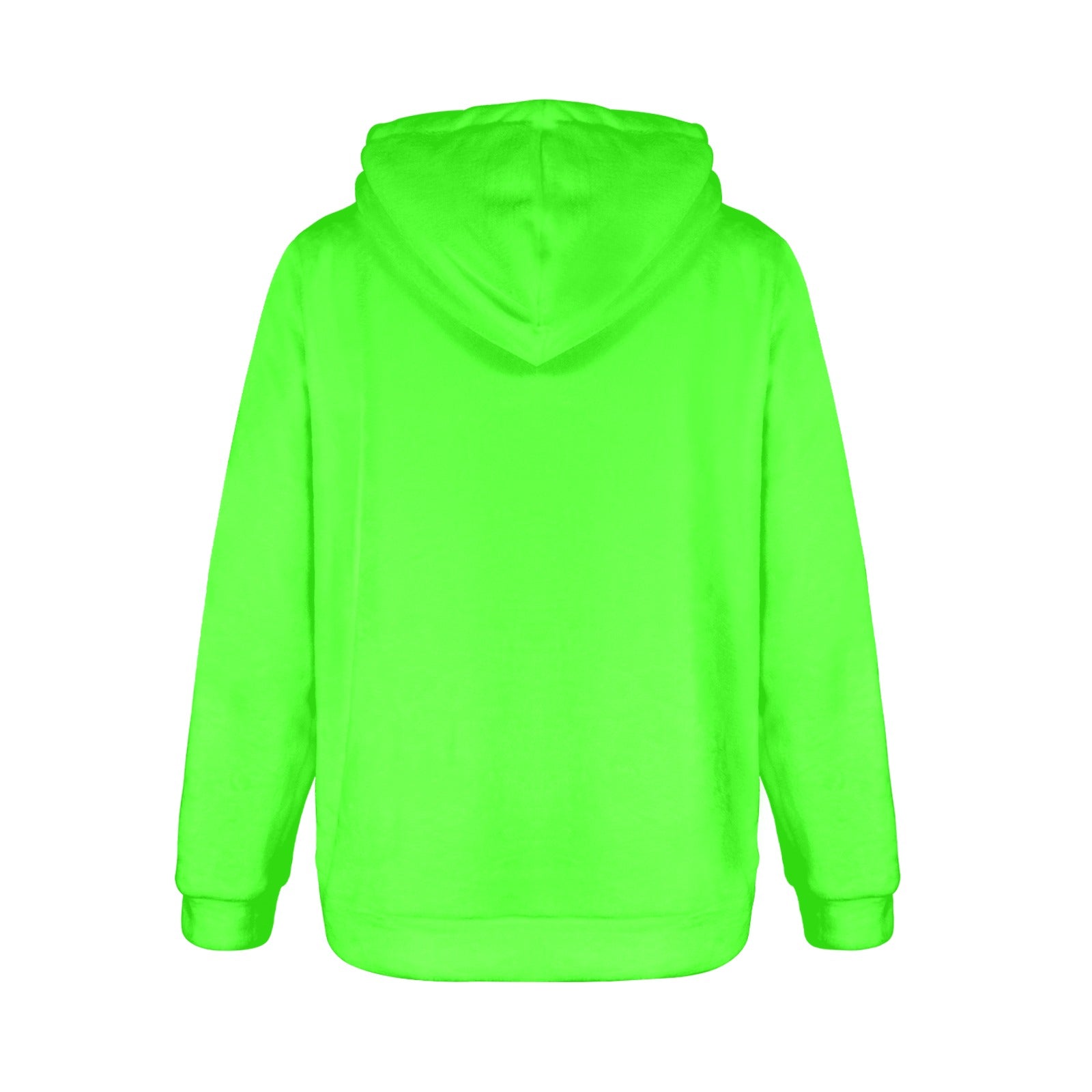 Women's Electric Green Solid Flannel Hoodie