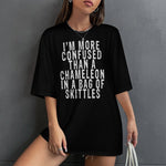 Women's Confused Me Typography Oversized T-shirt
