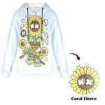 Women's Dj Sunflower Abstract Flannel Hoodie