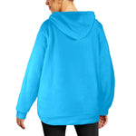 Women's Sky Blue Solid Flannel Hoodie